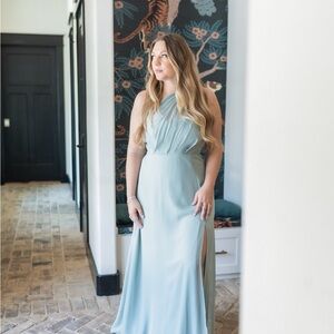 Birdy Grey Blue Halter Maxi Gown